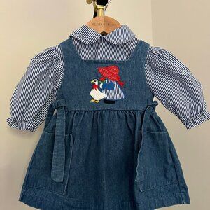 Vintage Samara Goose Appliqué 2-Piece Dress
